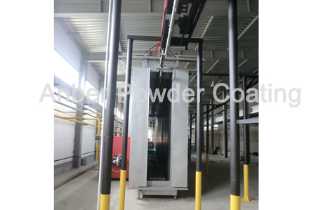 View from the end of curing furnace